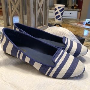 Ann Taylor Navy/White Striped Flats